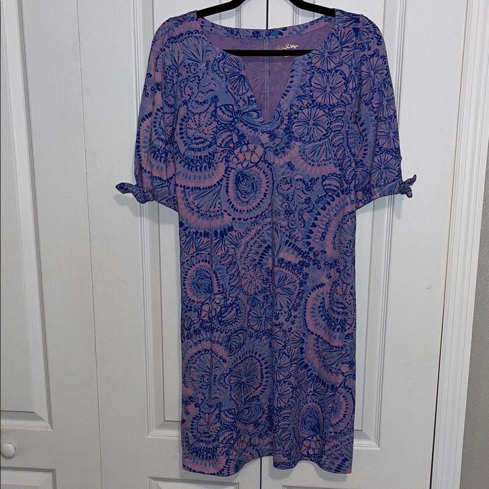 Lilly Pulitzer Purple & Blue Paisley V-Neck Dress